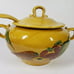 Unique USA CALIFORNIA POTTERY Orange Soup Tureen W/Ladle With Fruits Design