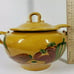 Unique USA CALIFORNIA POTTERY Orange Soup Tureen W/Ladle With Fruits Design