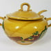 Unique USA CALIFORNIA POTTERY Orange Soup Tureen W/Ladle With Fruits Design