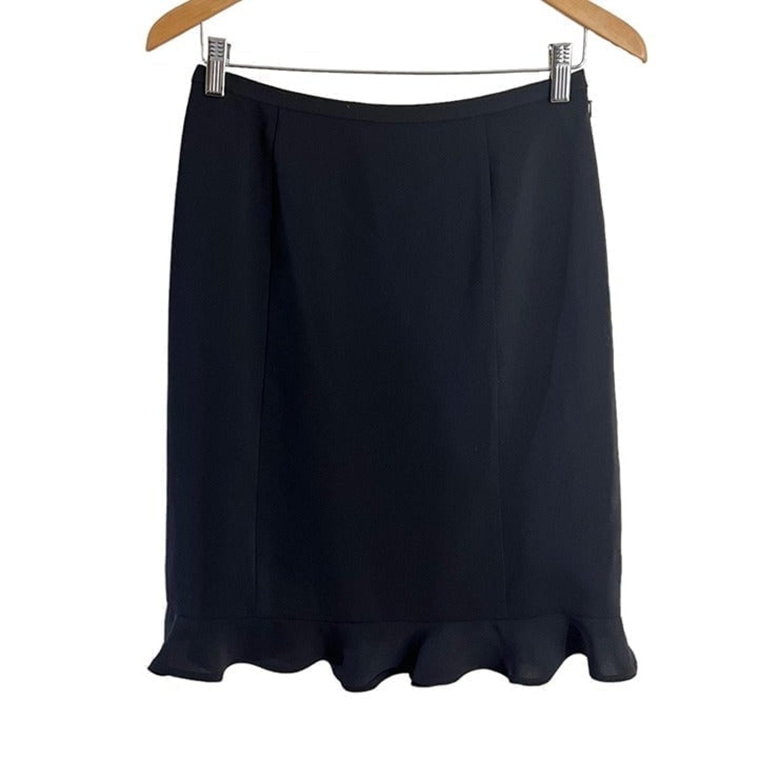 Charter Club Black Skirt Size 6 Ruffle Hem Knee Length Plain Career Professional