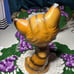 Vintage HA Enesco Big Green Eyed Cat Figurine 7 Tall Chip On Ear