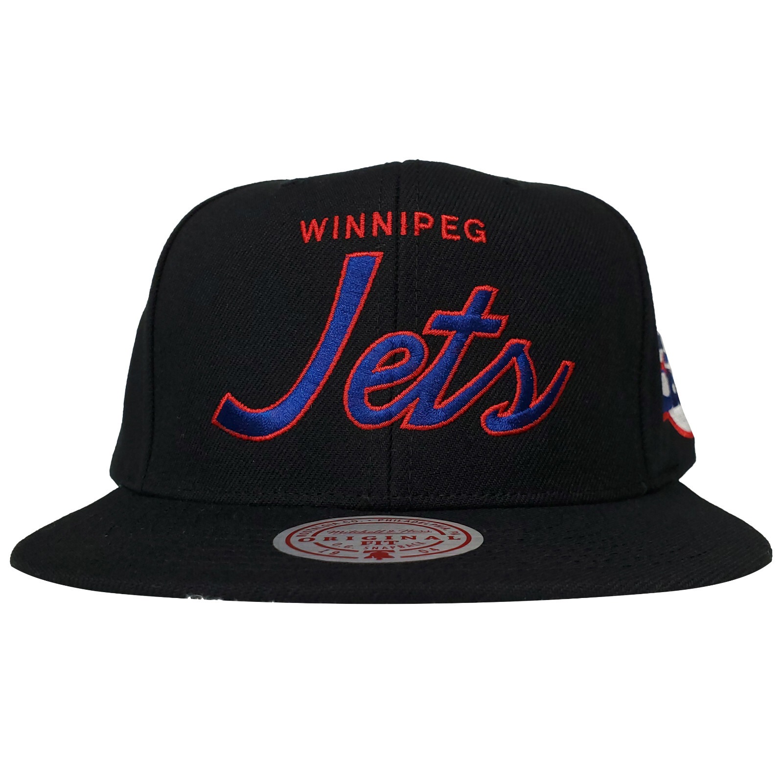 Winnipeg Jets Mitchell & Ness NHL Snapback Hat Cap Script Logo Black NWT