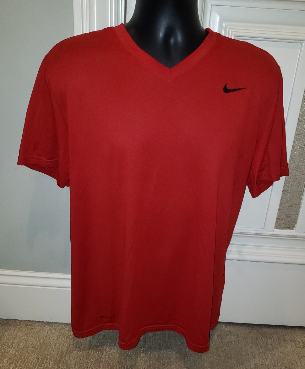 NIKE Dri-Fit Men's V-Neck Athletic Gym Training T-Shirt size XL