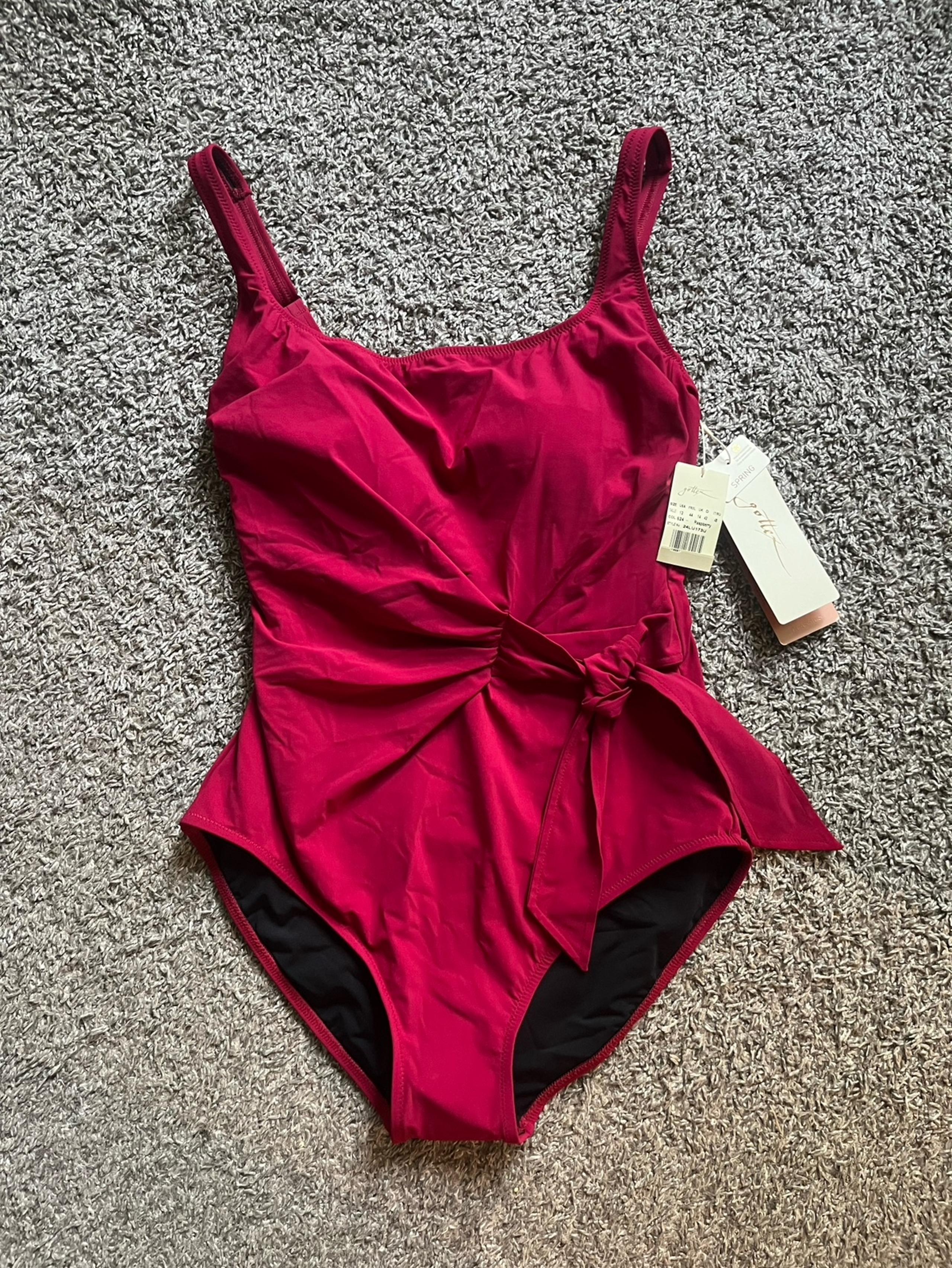 Brand New Gottex Women's Maroon One Piece Tie  Swimsuit Size Large