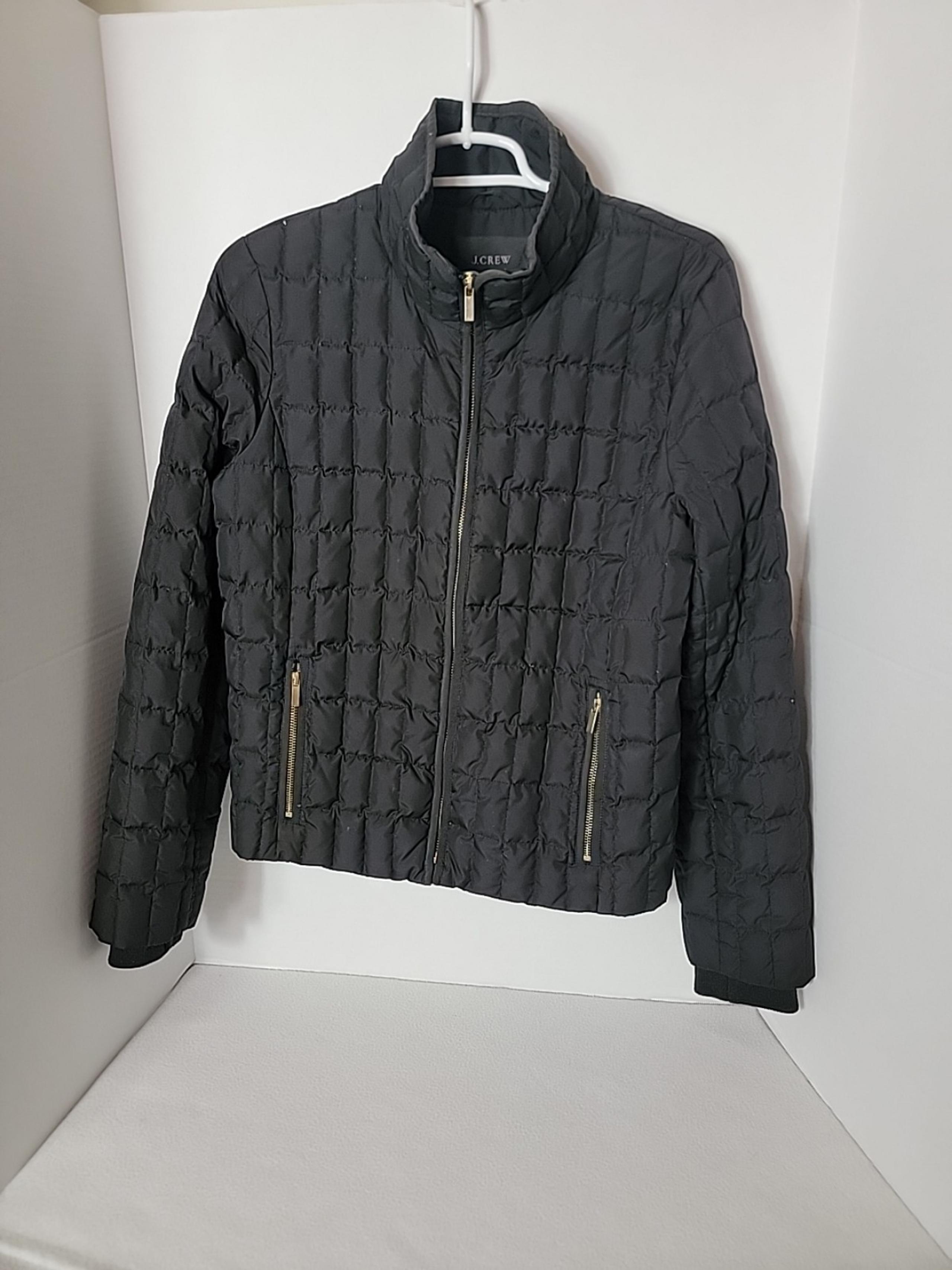 J. Crew Women's Black W Gold Zipper Puffer Jacket, M