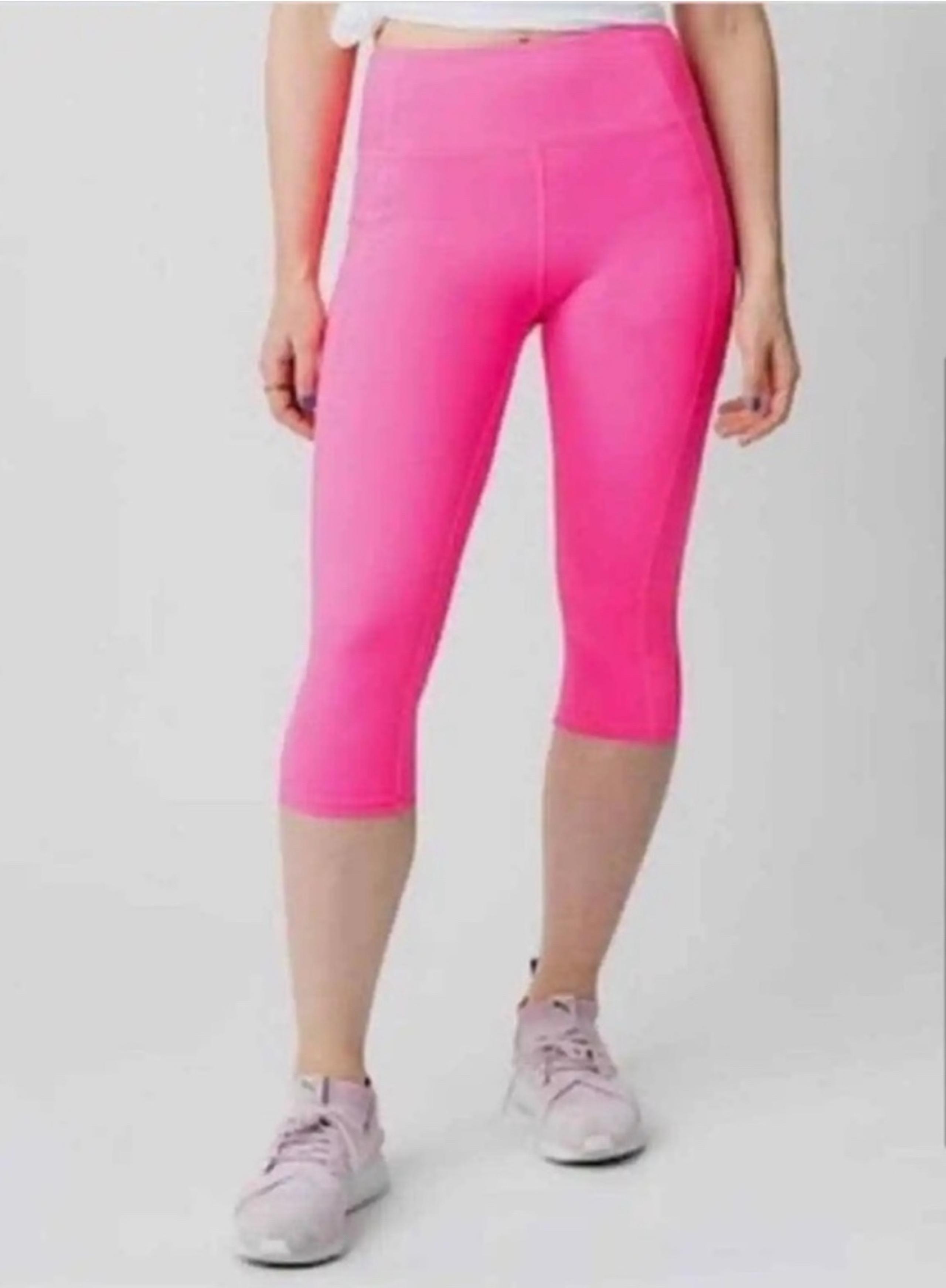 Zyia Active Hot Pink Light n Tight High Rise Cropped Capri Leggings Womens 4