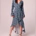 New Band of the Free Floral Dress M Teal wrap Dress Ruffle Cuff Hi-Lo V-Neck