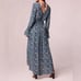 New Band of the Free Floral Dress M Teal wrap Dress Ruffle Cuff Hi-Lo V-Neck