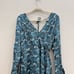 New Band of the Free Floral Dress M Teal wrap Dress Ruffle Cuff Hi-Lo V-Neck