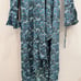 New Band of the Free Floral Dress M Teal wrap Dress Ruffle Cuff Hi-Lo V-Neck