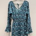 New Band of the Free Floral Dress M Teal wrap Dress Ruffle Cuff Hi-Lo V-Neck