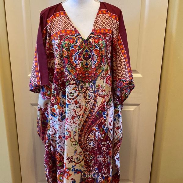 Gypsie Blu Caftan Dress Beach Coverup Sundress Maxi MuMu One Size
