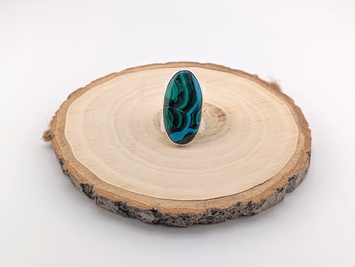 Navajo Malachite Chrysocolla Ring Sterling Silver Native American Sz 6.75US **