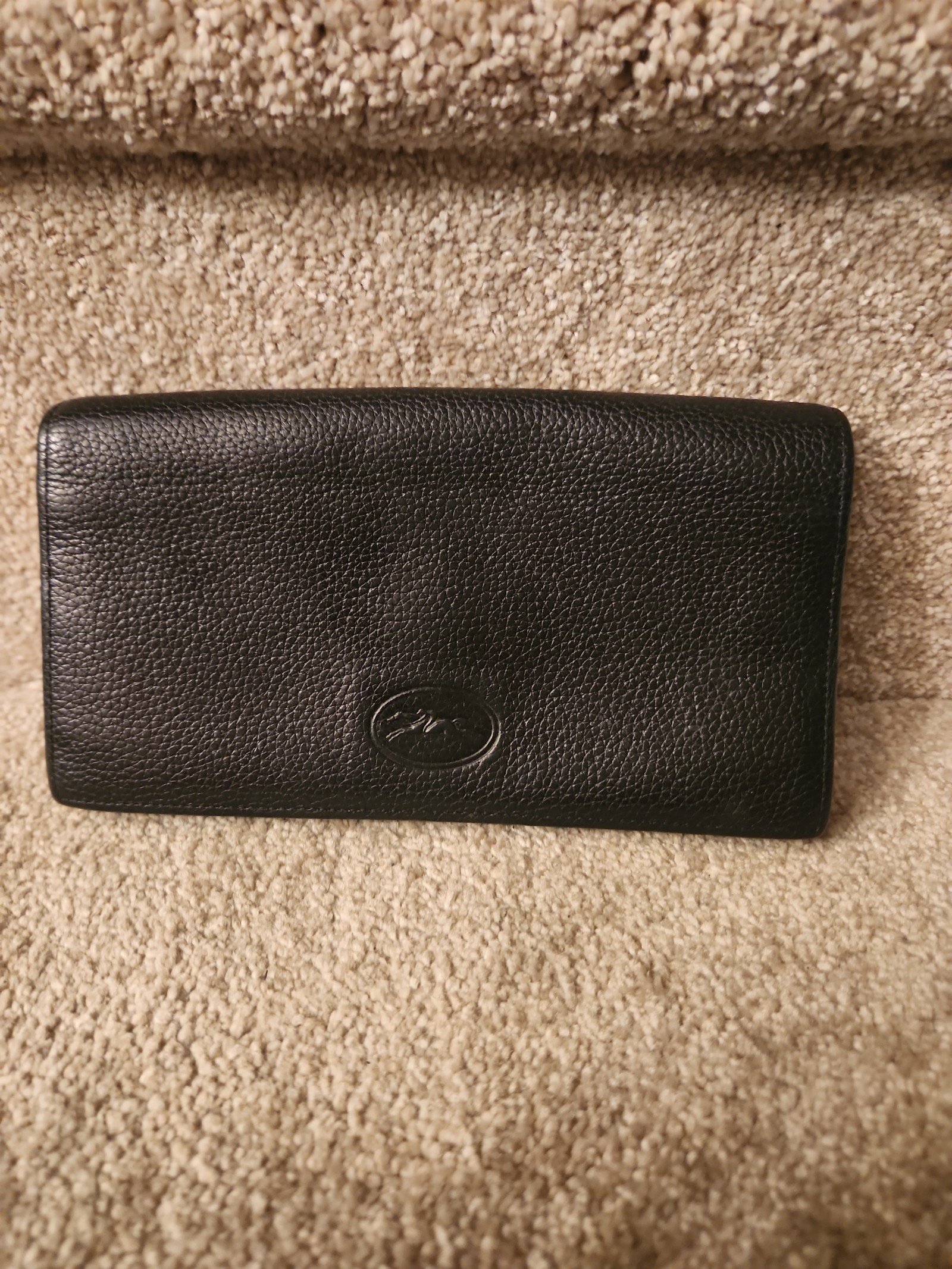Longchamp Black Pebbled Leather Continental Wallet