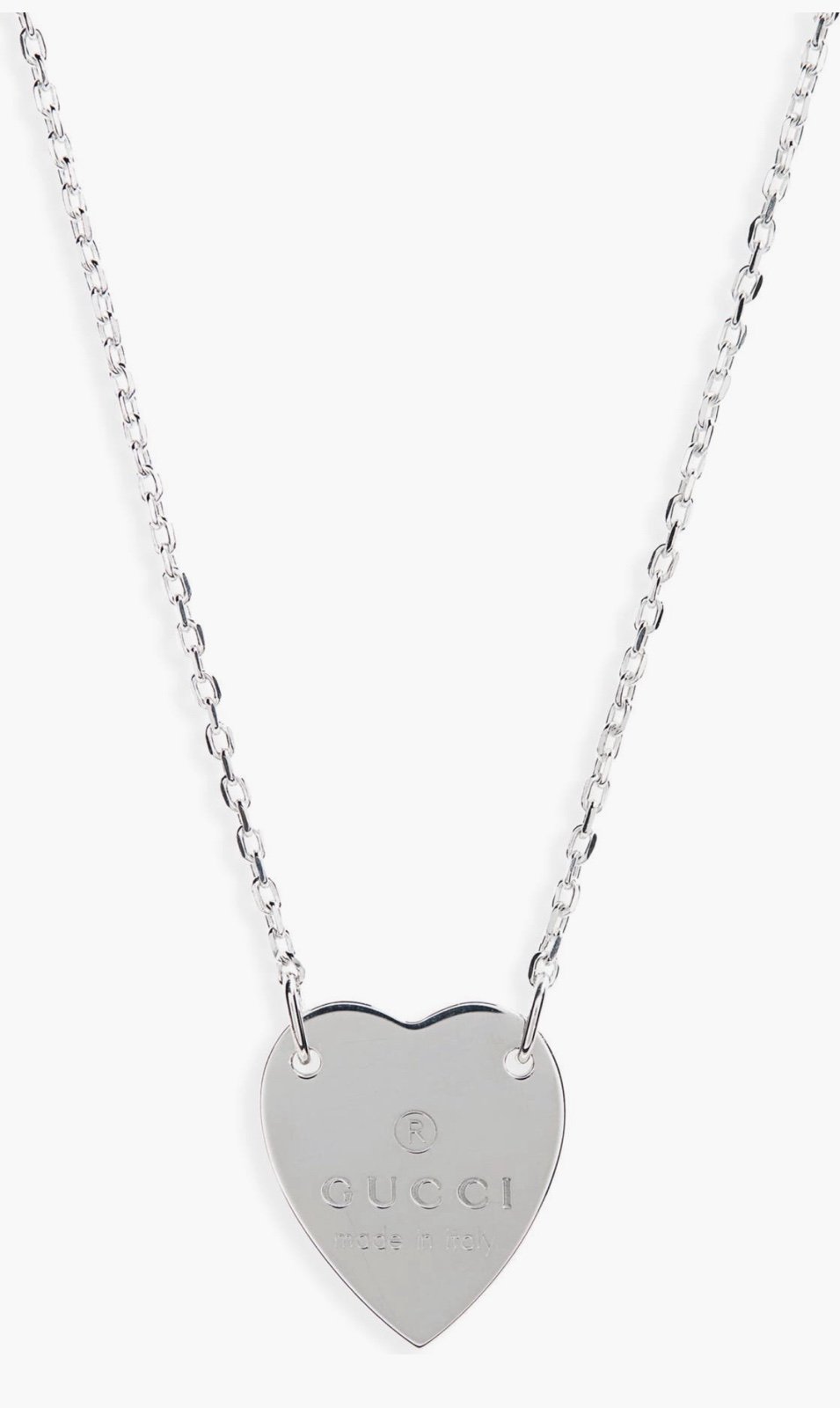 Gucci Trademark Sterling Silver Heart Necklace