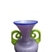 Marthas Vinyard Glassworks Lavender Neon Green Curled Handles & Blue Rim