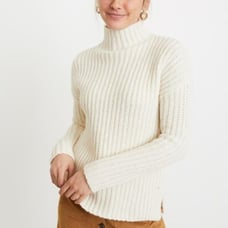 MARINE LAYER white Brandie wool Funnel Neck Sweater