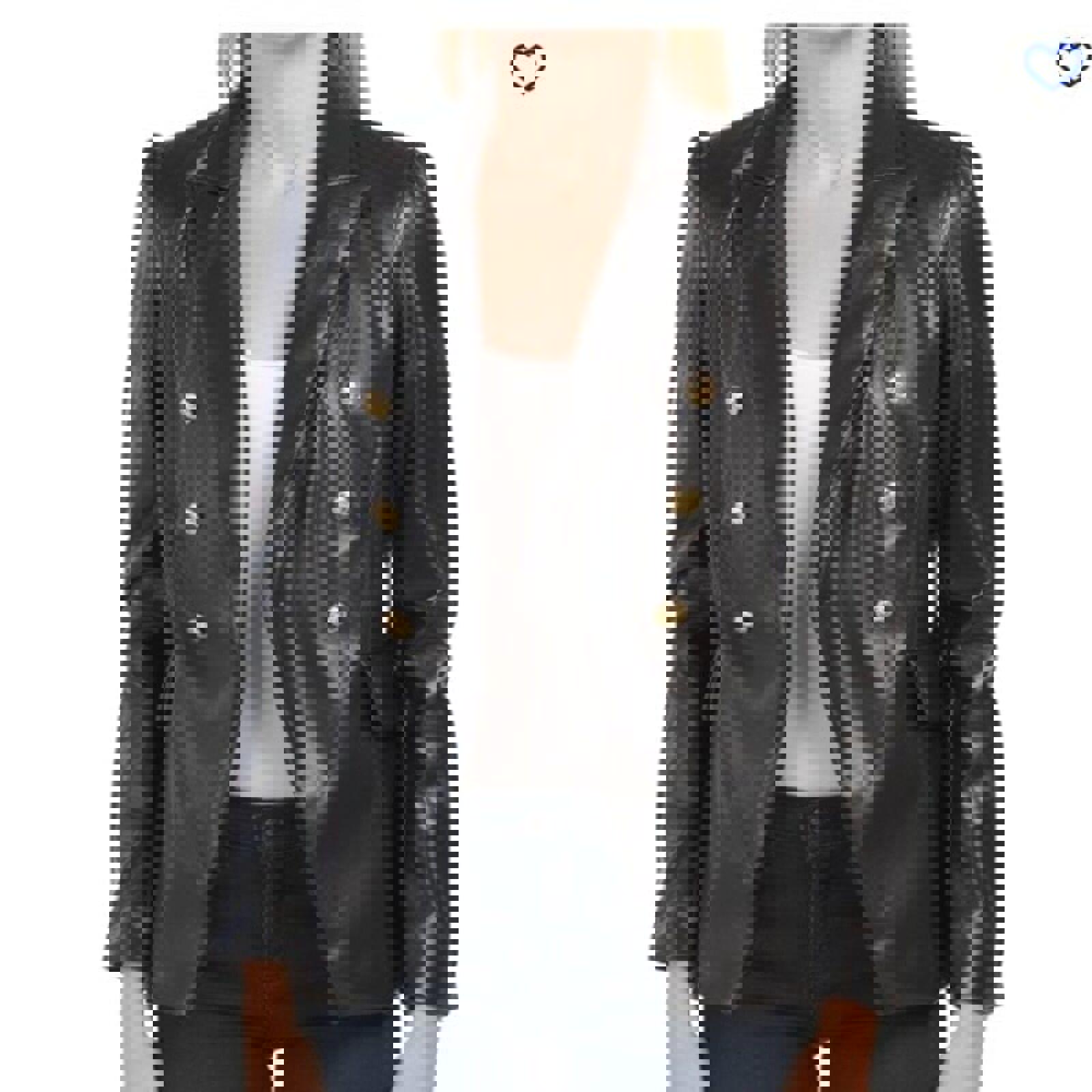 NWT Rachel Zoe Faux Leather double breasted looking open blazer jacket m Hanging