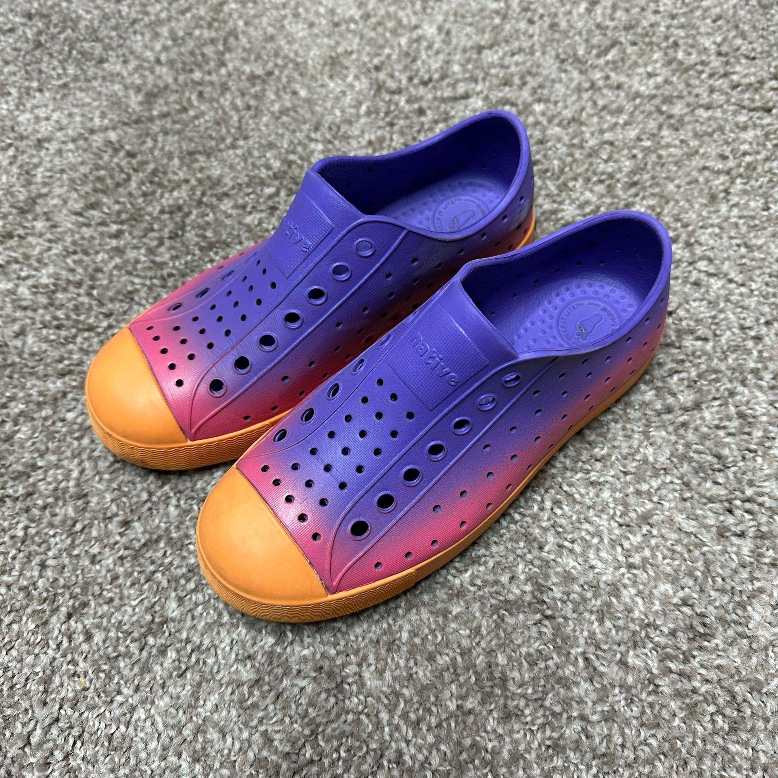 Native Purple and Orange Water Shoes with Perforated Design