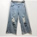 Forever 21 Jeans Women 33 Baggy 90s Style Wide Leg Distressed Ripped Blue Denim