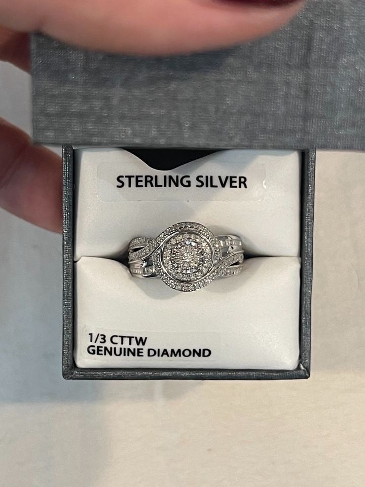 Genuine 1/3 Carat Diamond Ring in 925 Sterling Silver