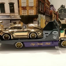 HOT WHEELS CUSTOM GOLD PLATED RWB PORSCHE 930 & AERO LIFT LOOSE NEW