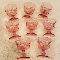 Set 8 FOSTORIA JAMESTOWN PINK CHAMPAGNE/TALL SHERBET GOBLETS Mint Condition