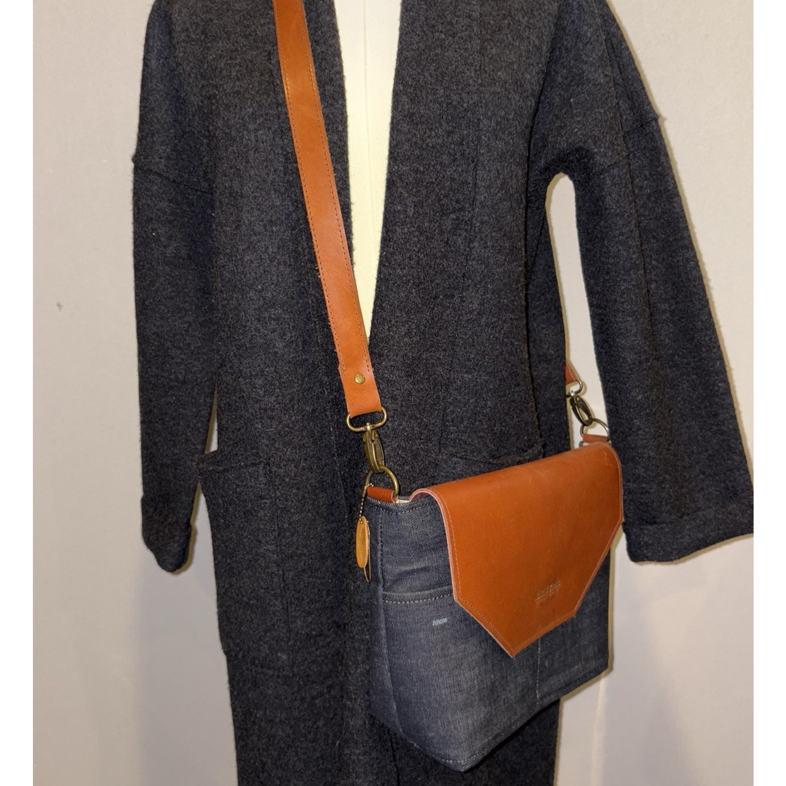 R. RIVETER Denim Hobby Purse Crossbody Leather