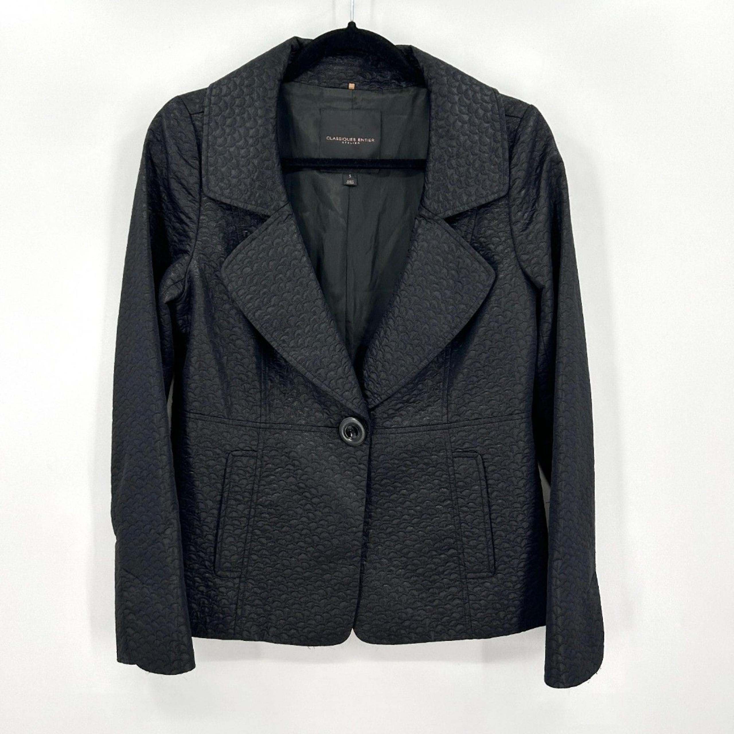 CLASSIQUES ENTIER Atelier Black Textured Wool Single Button Blazer Jacket Small