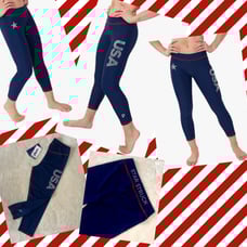 NWT Plum Practicewear - Gymnastics & Dance Capri Leggings Star Spangled USA
