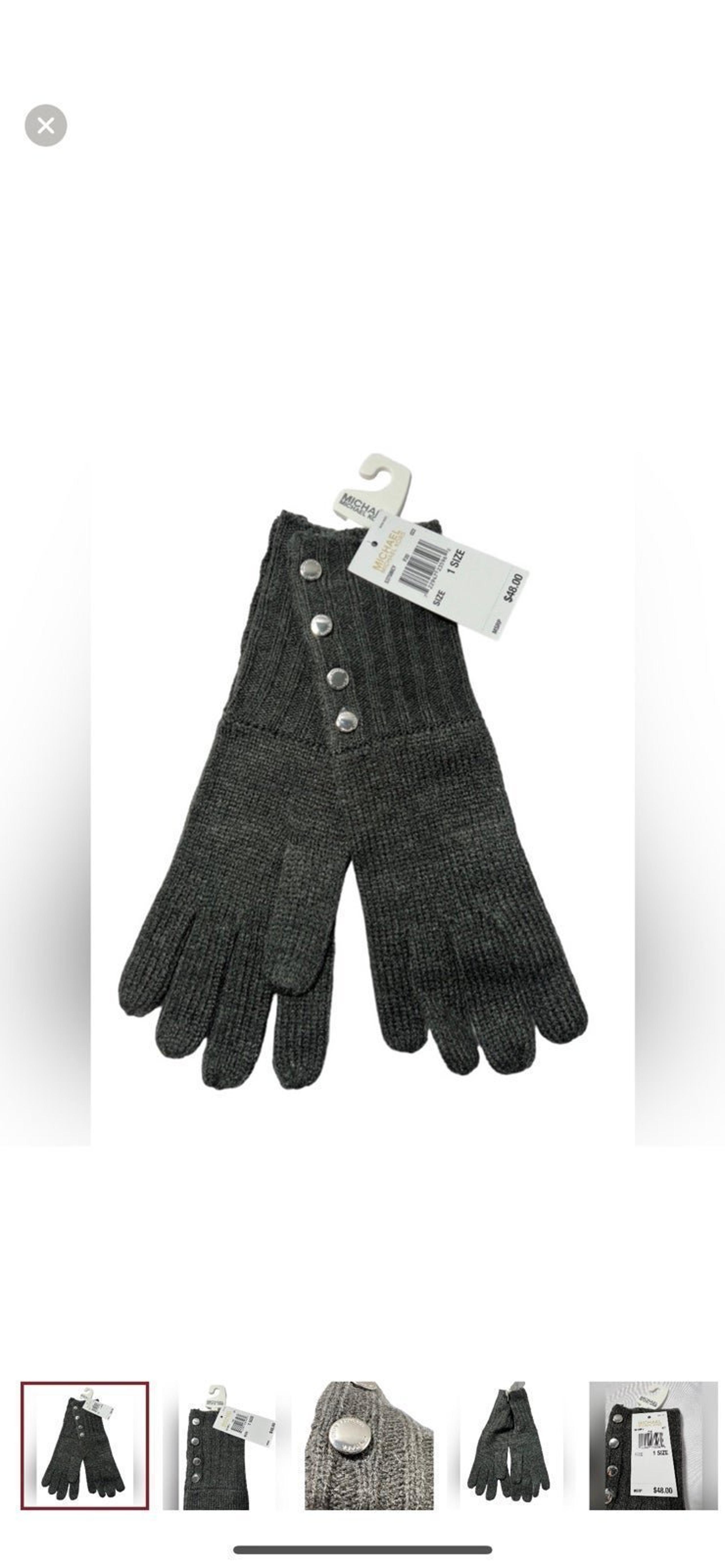 New Michael Kors Access Ribbed Knit Gloves color gray one size