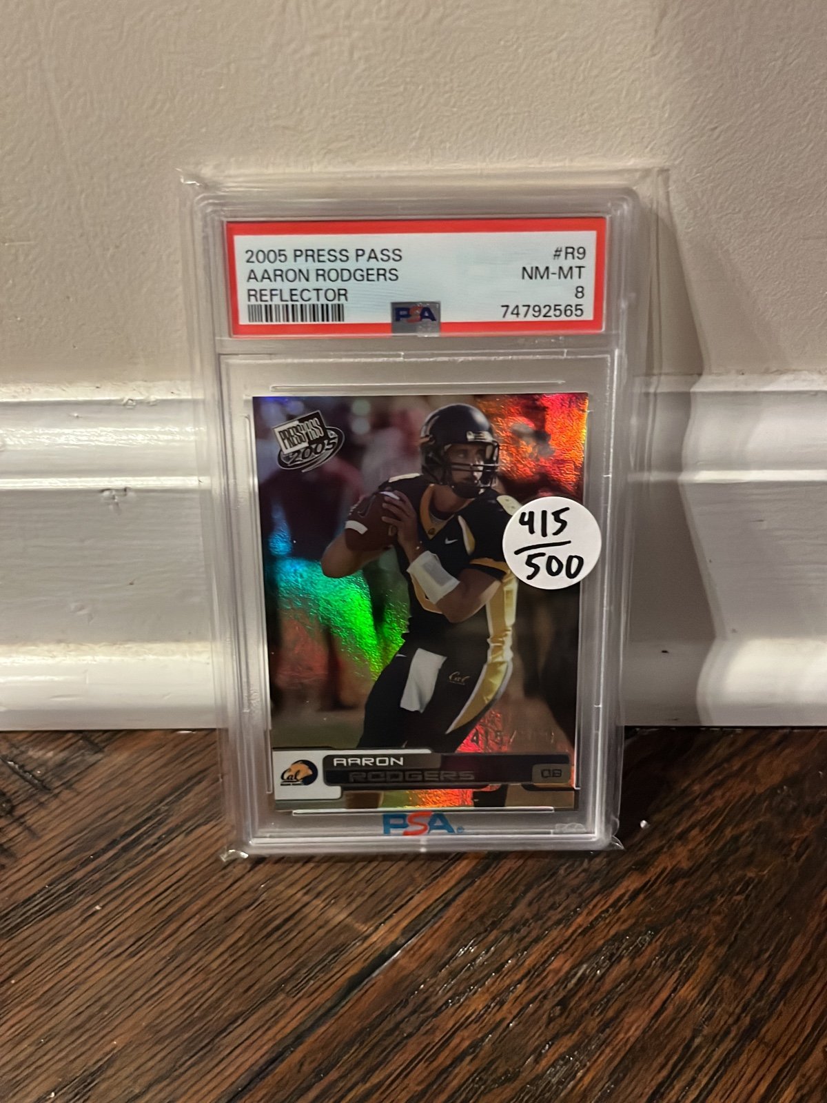 Aaron Rodgers Press Pass Rookie numbered 415/500 PSA 8