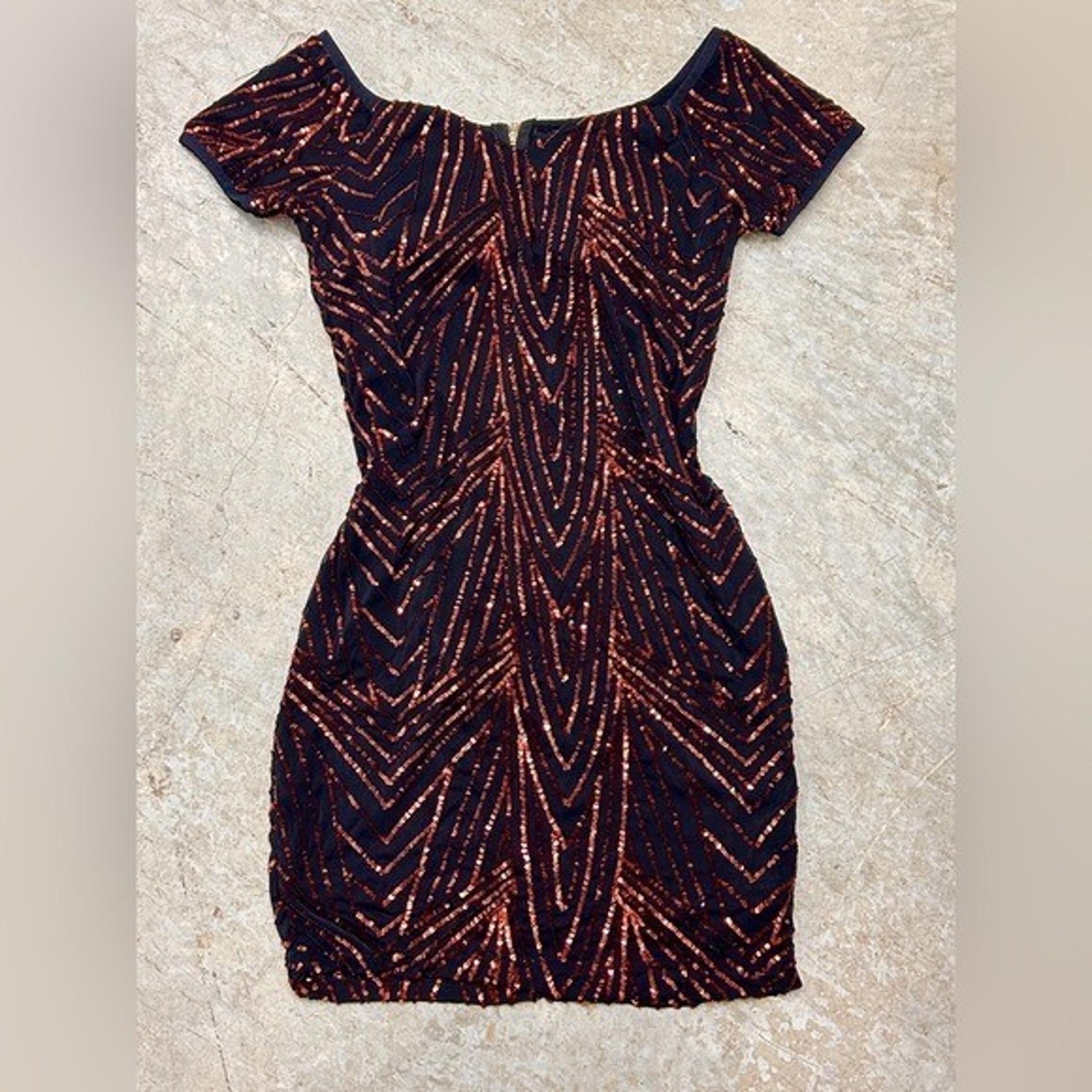 Medium Vintage Black Party Dress with Dark Red Sequins Christmas, Holiday, NYE