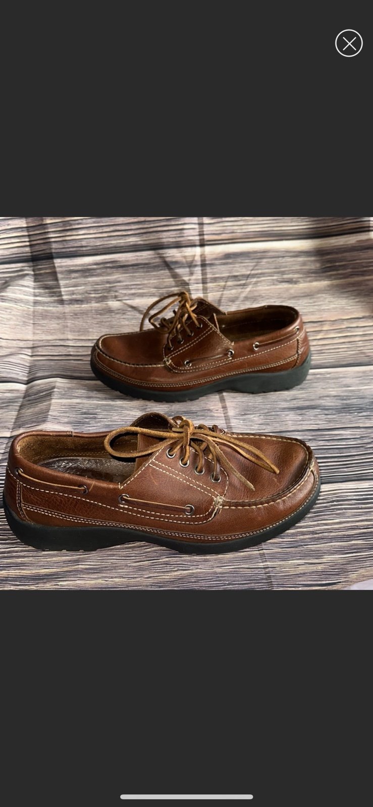Men's DEXTER Brown Leather Tie Moccasin LOAFERS Size 8 1/2 WW Vintage