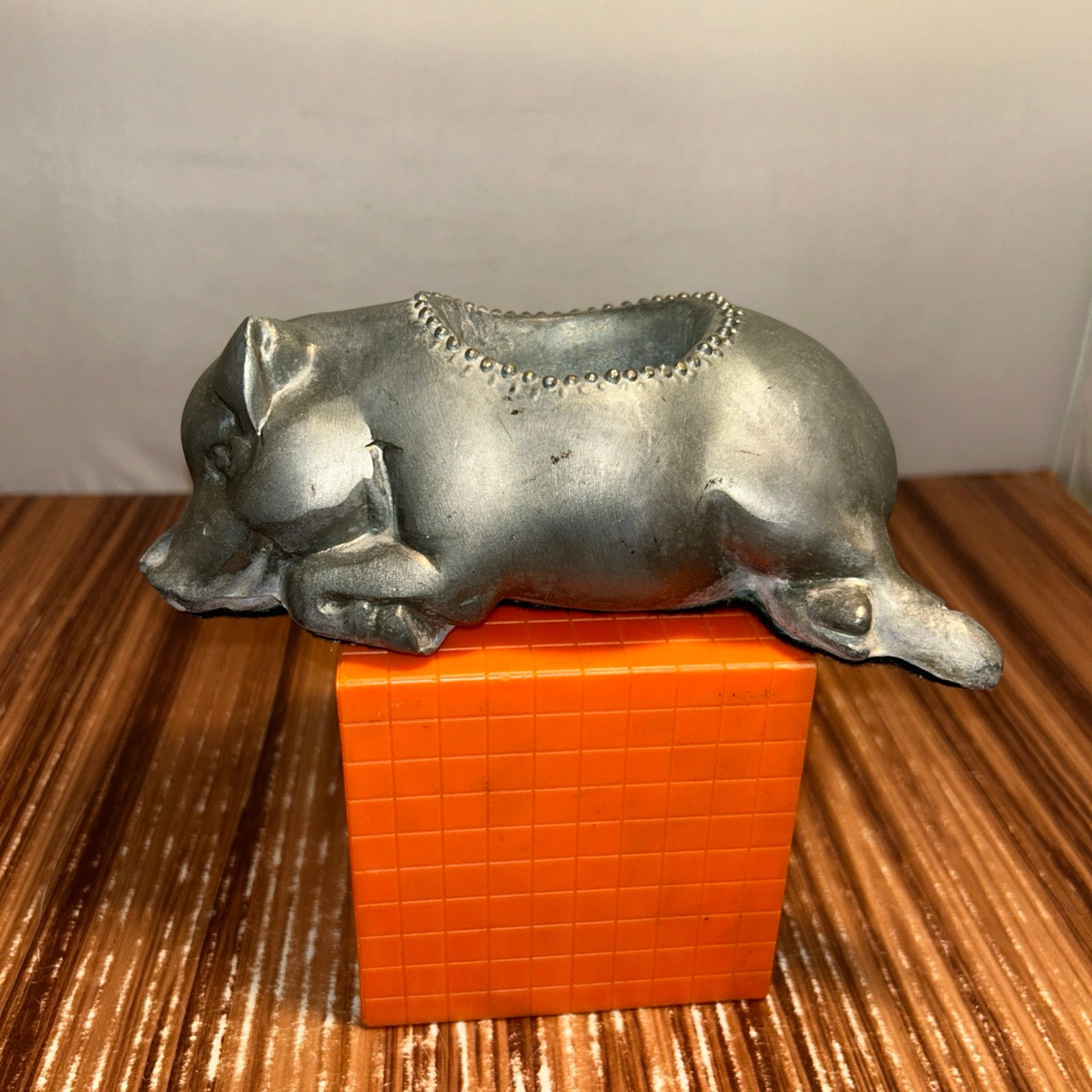 Morton's Steakhouse Pewter Pig Base 7 Petites Choses Oil Table Lamp Vintage