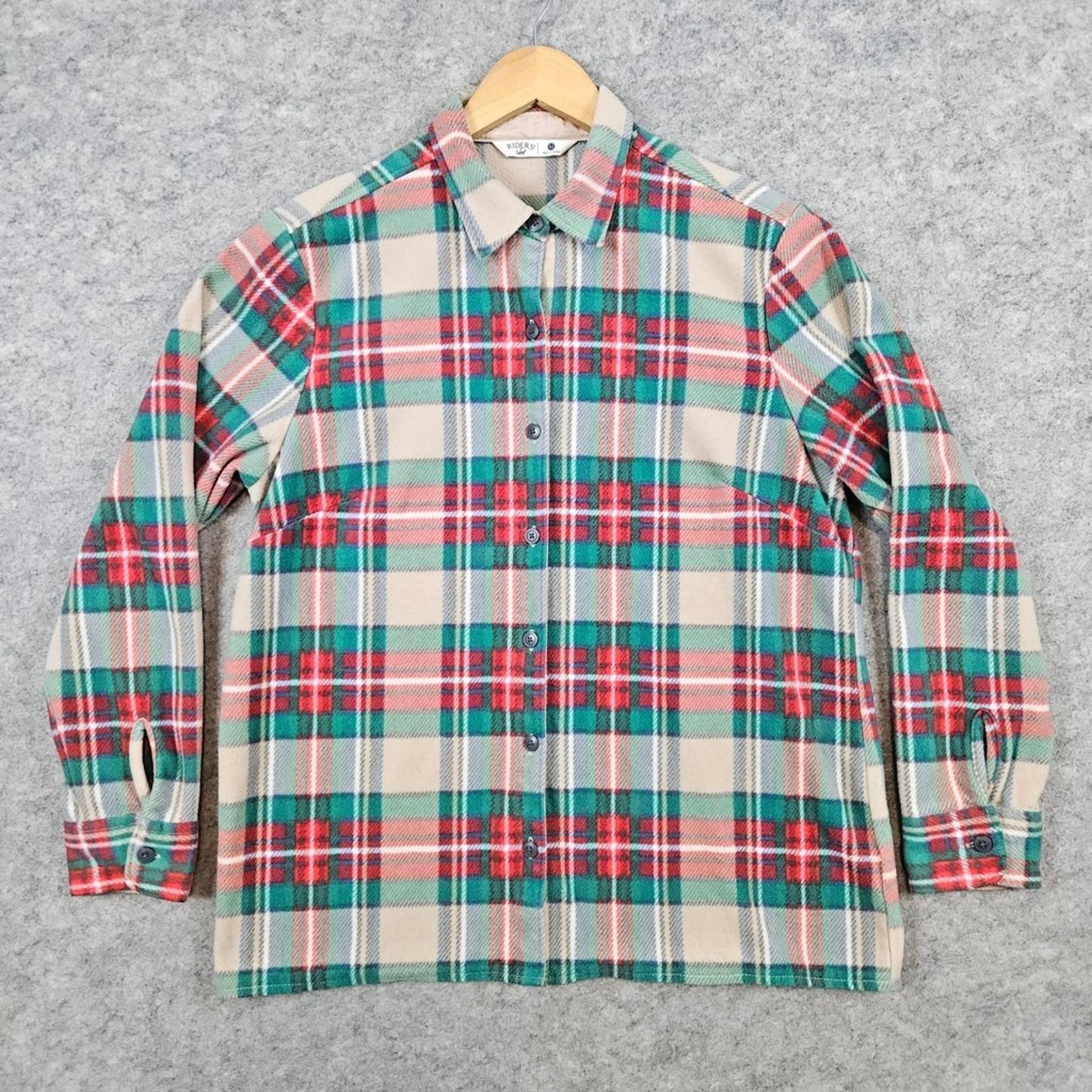 Riders by Lee Women's Thick Plaid Flannel Shirt Size M 100% Polyester Outdoors