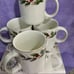 Holly Berry Porcelain Mug Set & Creamer and Sugar Bowl All W/22kt Gold Trim