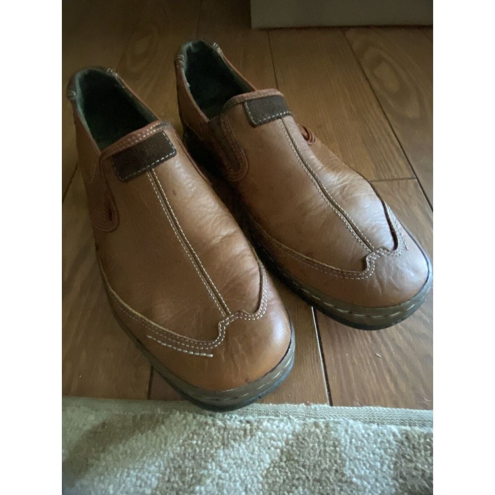 Clarks Mens Shoes Brown 10 M leather Slip-on Casual Comfort Loafers Nice Fond