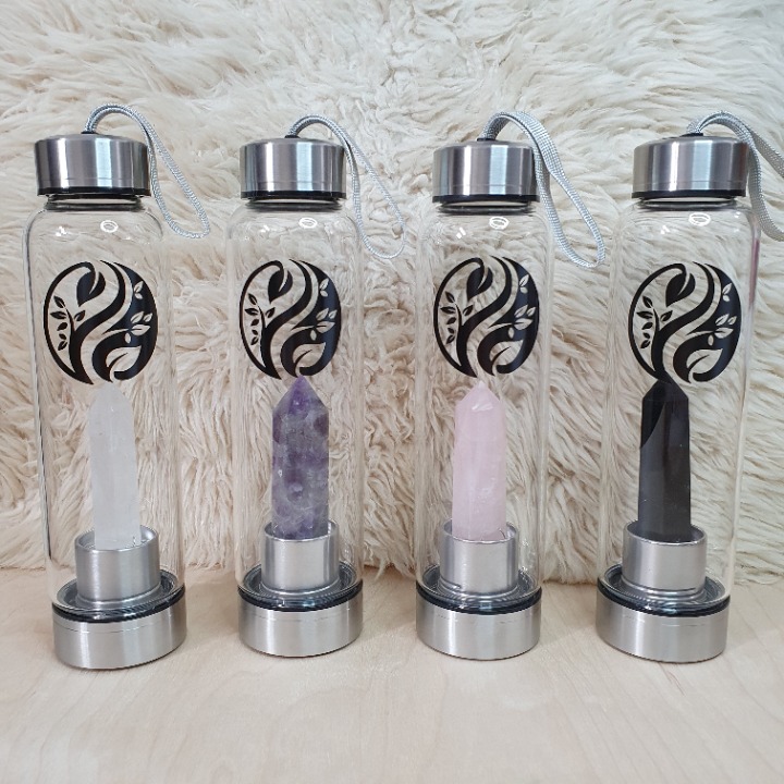 Black Obsidian Crystal Water Bottle