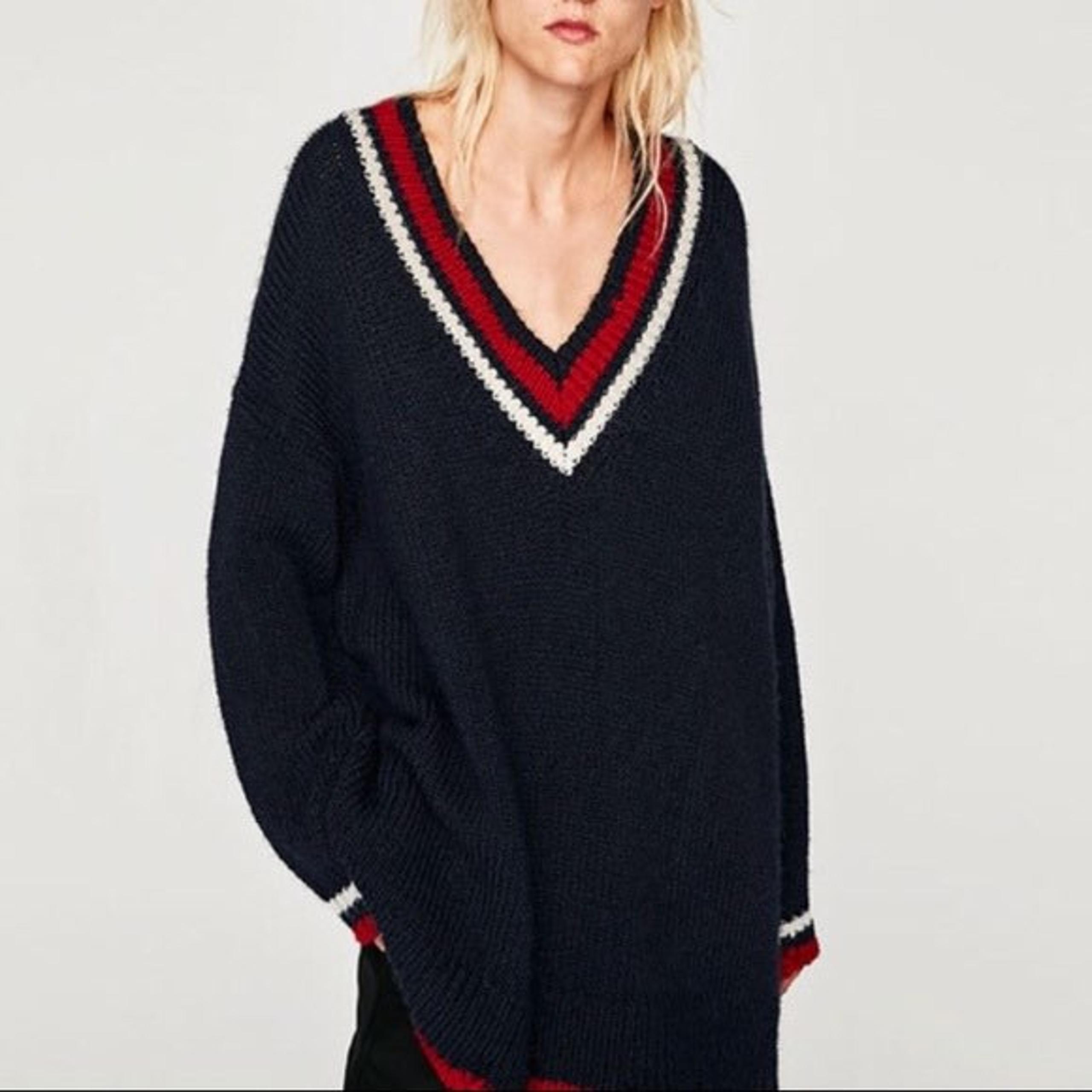 ZARA distressed chunky varsity sweater