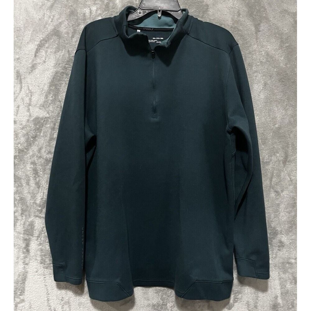 Under Armour Golf Pullover Mens 1/4 Zip Coldgear Sweatshirt Green Loose 2XL