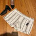 NWT Midi Linen Striped Print lines casual dressy Mid Rise Bermudas neutral strip