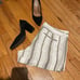 NWT Midi Linen Striped Print lines casual dressy Mid Rise Bermudas neutral strip
