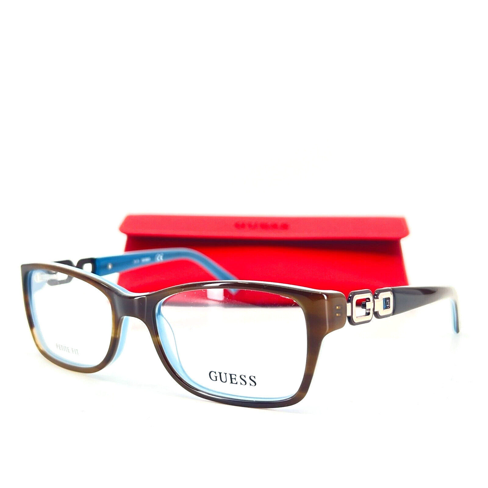 Guess Eyeglasses GU2406 BRNBL Womens Brown Gold Rectangle Frames 52[]17 135 mm