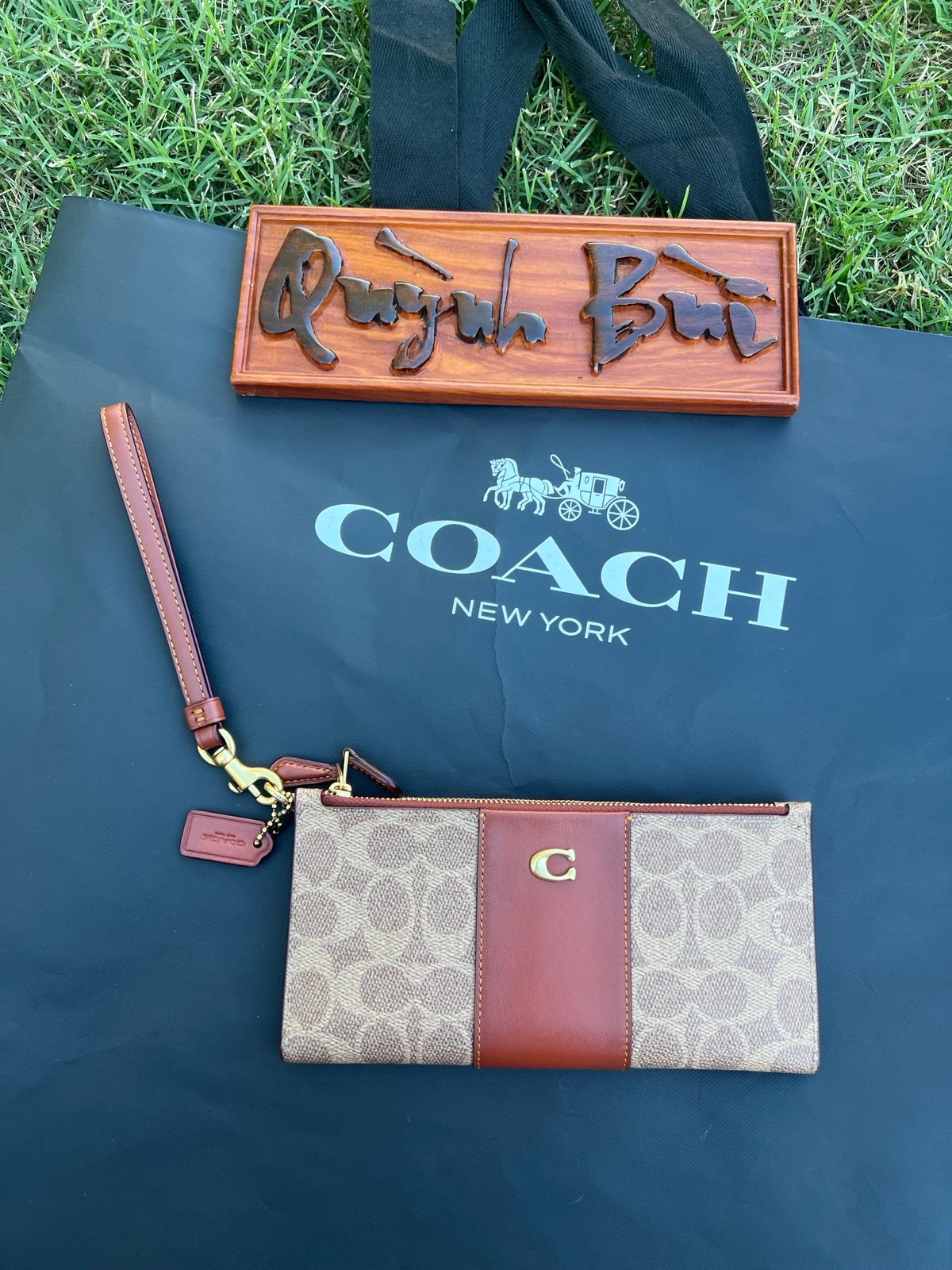 Coach double zip wallet