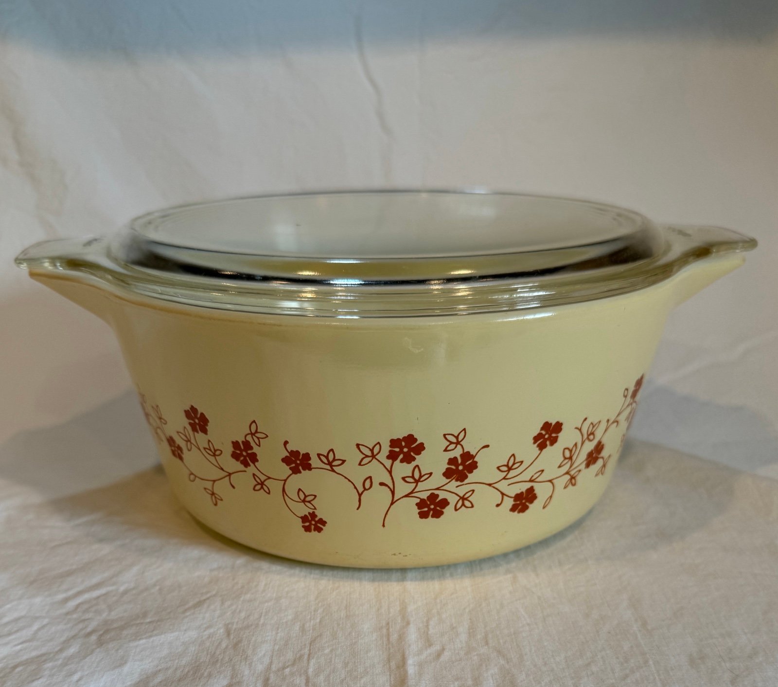 MCM Vintage PYREX #475-B Trailing Flowers 2.5 L Casserole Dish w/ Lid #475-C20