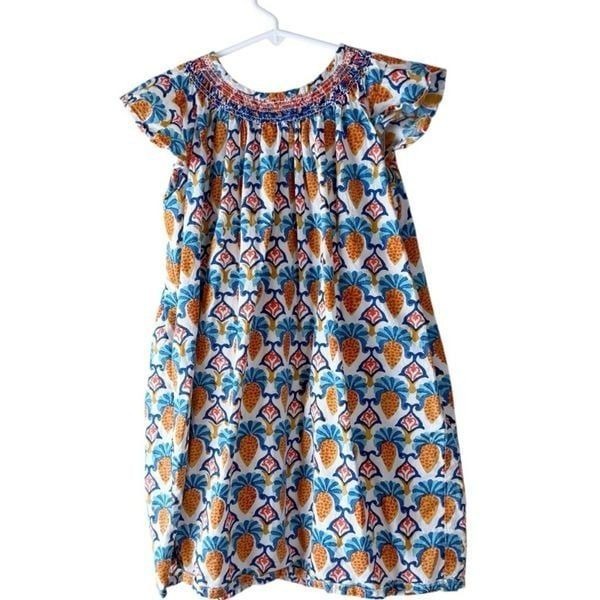 Roller Rabbit Girls Pineapple Tropical Short Sleeve Dress Smocked Sz 6