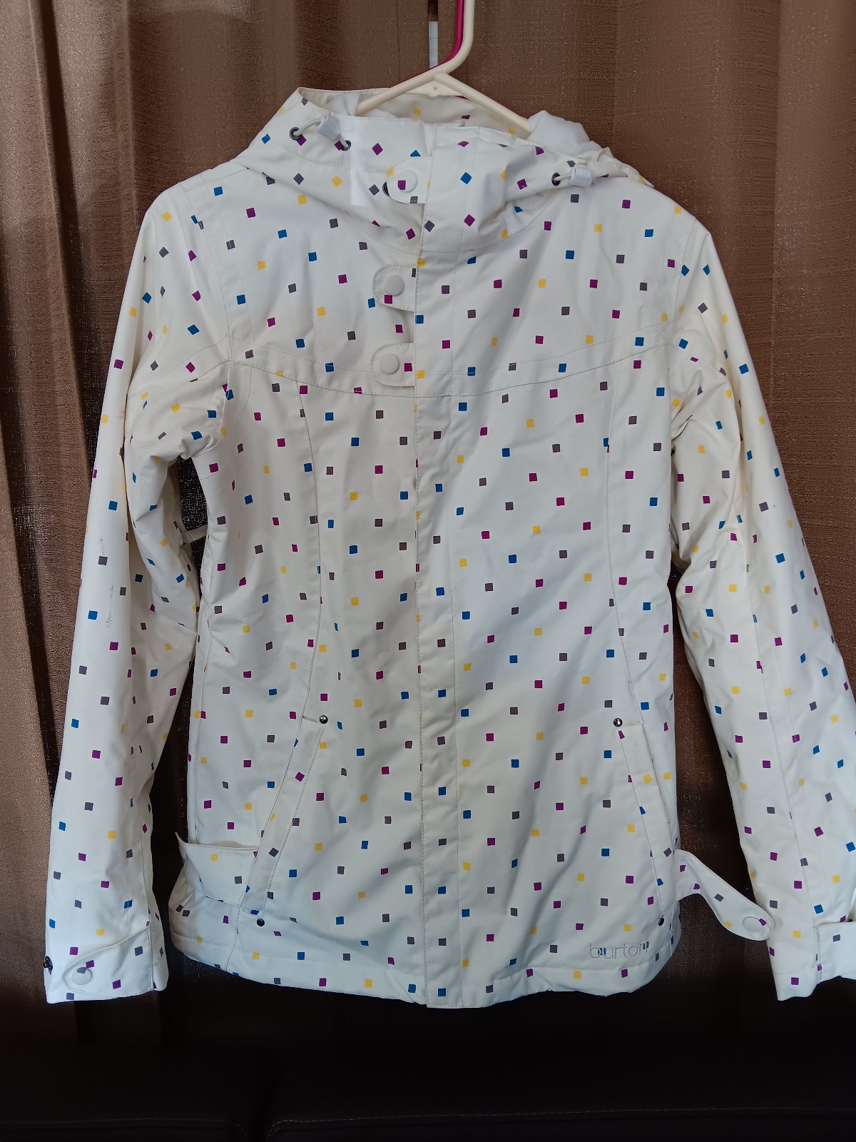 Burton white & multicolor polkadot dry ride snowboarding jacket ski snow small