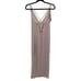 Express Dress Formal Slip Shimmer Strappy Plunging V Double Slit Midi Pink M