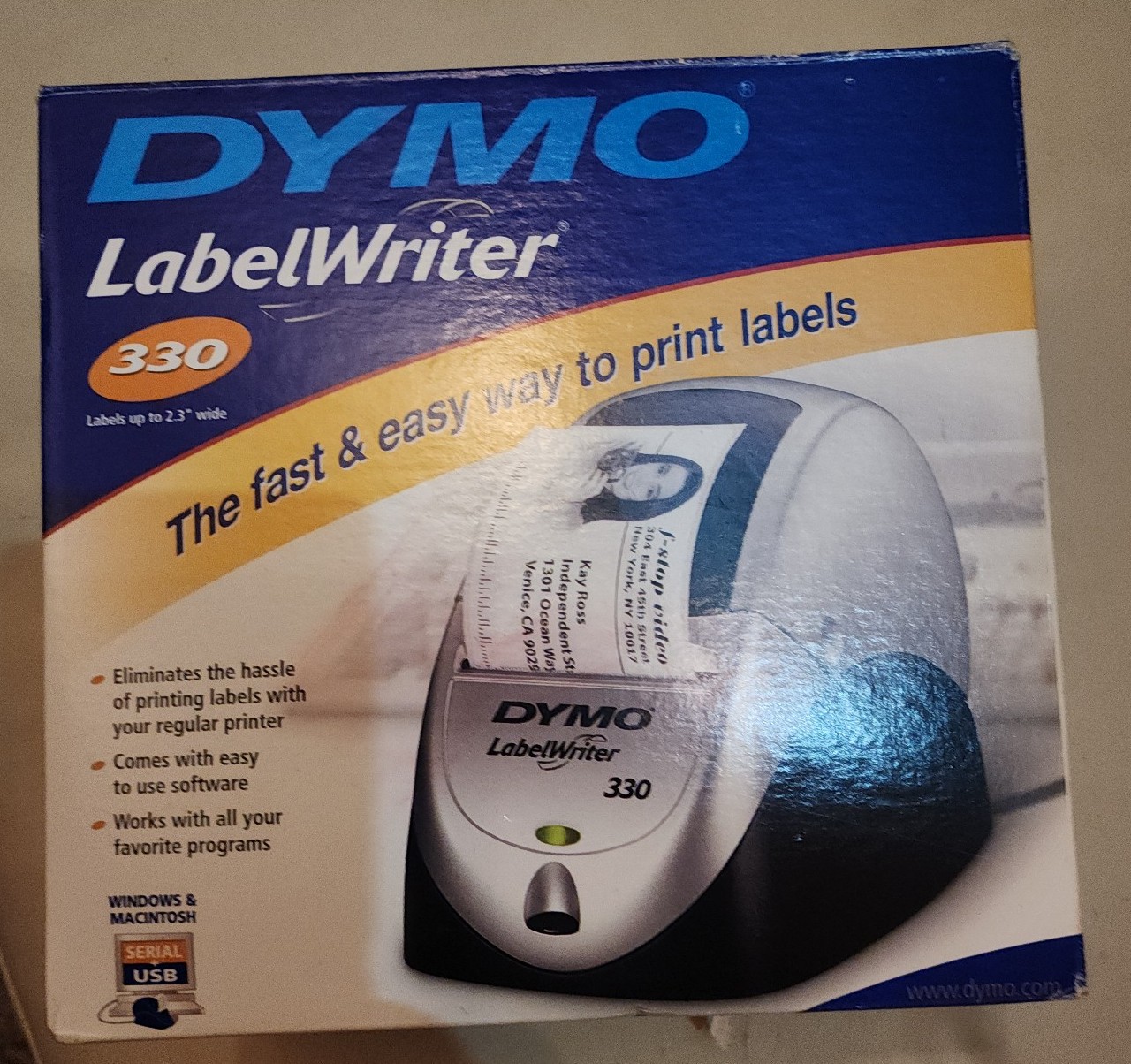 DYMO LABELWRITER 330 MODEL # 93037 With Power Cord & USB cable. Packed New.